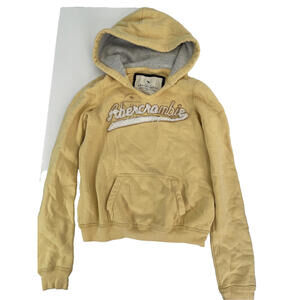 Abercrombie & Fitch yellow sweatshirt jacket hoodie pullover hood large